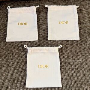 Dior Set of 3 Small Woven Pouch Dust Bag White Gift Wrap Luxury Gift New